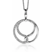 Zinzi zilveren hanger 25mm met clip-sluiting, symboliseert verbondenheid, witte zirconia's ZIH2119 (zonder collier)
