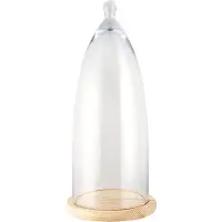 Clayre & Eef Stolp Ø 24x56 cm hout glas rond glazen stolp
