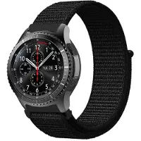 Cadorabo Nylon bandje 22mm geschikt voor Samsung Galaxy Gear S3 / Gear 2 in ZWART - Vervangingsmanchet geschikt voor Huawei Watch GT geschikt voor Watch 2 Pro geschikt voor Ticwatch Pro enz.