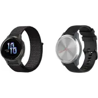 Strap-it Bundel van 2 bandjes geschikt voor Garmin Vivoactive 4s / Garmin Vivomove 3s / Garmin Venu 2s - Siliconen en Nylon - Zwart