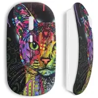 MANIACASE Draadloze muis - Kleurige kat - Zwart - USB - Compatibel met Mac en PC - WiFi