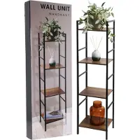 H&S - Industrieel - Opbergrek - 4 Planken - Metaal & MDF - Zwart - 106,5 cm hoog