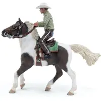 Papo Speelfiguur - Mens - Cowboy - Met zijn paard