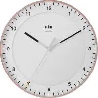 Braun BC17PW-DCF - Wandklok - Analoog - Kunststof - Quartz - Radiogestuurde tijdsaanduiding - Sweep movement - Rosékleurig - Wit - Ø30cm