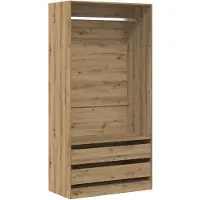 vidaXL Kledingkast 100x50x200 cm bewerkt hout artisanaal eikenkleurig