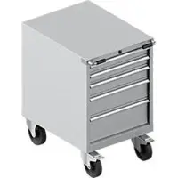 Schäfer Shop Verrijdbare gereedschapskast WSK 27-36, 5 laden, H 920 mm, enkele vergrendeling, staal, 75 kg max. belasting, wit-aluminium/wit-aluminium