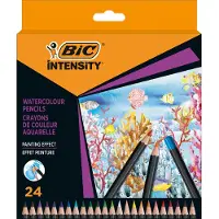 BIC Intensity Aquarelpotloden - Diverse Kleuren - Pak van 24 stuks - Lijnen van Gemiddeld 2.9 mm voor een Schilder Effect