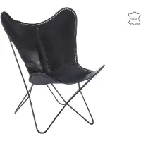 J-Line lounge stoel leder/metaal 92x65x90cm