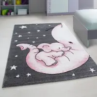 Muratap Kids olifant vloerkleed kinderkamer roze / laagpolig-