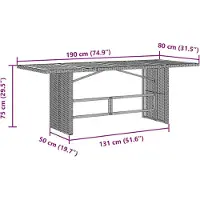 vidaXL Tuintafel met acaciahouten blad 190x80x75 cm poly rattan grijs