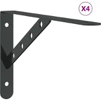 vidaXL Plankdragers 4 st 30x2,5x15,5 cm roestvrijstaal zwart