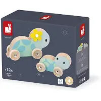 Janod Leerspel Houten Set van 2 rollende schildpadden Puur