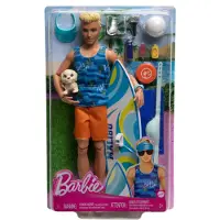 Barbie Ken-pop met surfplank, beweegbare blonde Ken-strandpop