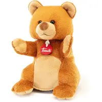 Trudi - Puppets Handpop Beer 24 cm - Handgemaakt in Italie - Zacht pluche - Knuffeldier voor jongens en meisjes - Bruin - 16x24x15 cm maat S