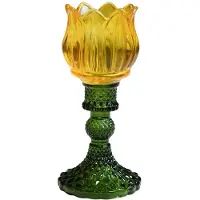 Mars & More Theelichthouder Tulp glas geel 17cm geel Glas Waxinelichtjeshouder