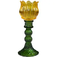 Mars & More Theelichthouder Tulp glas geel 19cm geel Glas Waxinelichtjeshouder