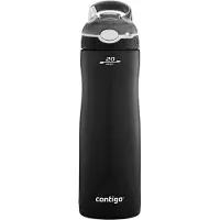 CONTIGO Ashland Chill drinkfles met rietje, grote BPA-vrije roestvrijstalen waterfles, thermosfles lekvrij, houdt dranken tot 24 uur koel; voor sport, fietsen, joggen, wandelen, 590 ml | Matte Black