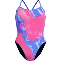 Speedo Placement Digital Turnback Swimsuit Blauw,Roze UK 36 Vrouw