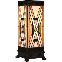 Clayre & Eef Tiffany tafellamp, 17x17x44 cm, bruin glas