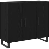 vidaXL Dressoir Zwart Eiken 90 x 34 x 80 cm Bewerkt hout