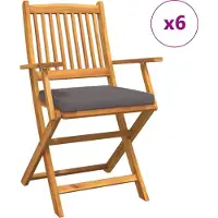 vidaXL Vouwstoel 6 pcs Grijs 49 x 57,5 x 92cm Massief acaciahout