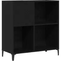vidaXL Platenkast met plank Zwart Eiken 84,5 x 38 x 89 cm Bewerkt hout