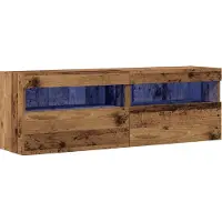 vidaXL TV Wandkast 2 st Oud hout Bewerkt hout