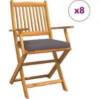 vidaXL Vouwstoel 8 pcs Grijs 49 x 57,5 x 92cm Massief acaciahout