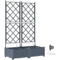 vidaXL Plantenbak 2 st Lichtgrijs 80 x 40 x 126 cm PP