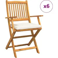 vidaXL Vouwstoel 6 pcs Wit 49 x 57,5 x 92cm Massief acaciahout