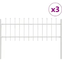 vidaXL Tuinhek WOERDEN 3 st 5,1 x 0,6 m Poedergecoat staal Wit