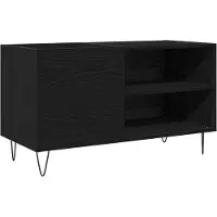 vidaXL Platenkast Zwart Eiken 85 x 38 x 48 cm Bewerkt hout