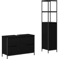 vidaXL Badkamermeubel Set 2 st Zwart Eiken 36 x 35 x 165 cm
