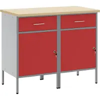 vidaXL Werk Cabinet met lade 2 st Rood en Grijs 100 x 55 x 85 cm