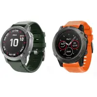 Strap-it Bundel van 2 Siliconen Banden - Geschikt voor Garmin Fenix 5X/6X - Horlogeband / Polsband / Armband / Sportarmband - Siliconen Armband - Oranje & Donkergroen - Waterbestendig & zweetbestendig
