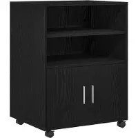 vidaXL Kast met plank met wiel Zwart Eiken 60 x 48 x 74.5 cm