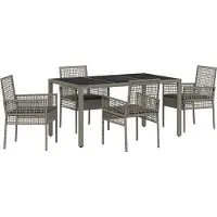 vidaXL Tuin Eettafel Set 5 st Grijs poly rattan