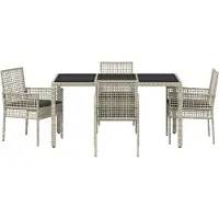 vidaXL Tuin Eettafel Set 5 st Lichtgrijs poly rattan