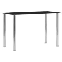 vidaXL Eettafel, zwart, 120 x 60 x 75 cm, met glasplaat