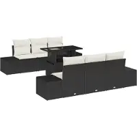 vidaXL - Tuinbank - Set - 7 - st - Zwart - en - Crème