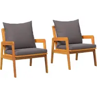 vidaXL Tuinstoel met kussen 2 Stuk Olie Natuurlijk 65 x 59,5 x 72 cm