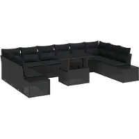 vidaXL Tuinbank Set 11 st Zwart poly rattan