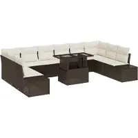 vidaXL Tuinbank Set 11 st Bruin poly rattan
