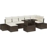 vidaXL Tuinbank Set 8 st Bruin en Crème poly rattan