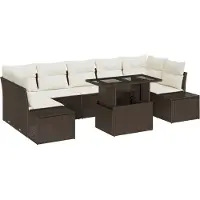 vidaXL Tuinbank Set 8 st Bruin en Crème