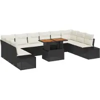 vidaXL Tuinbank Set 11 st Zwart en Crème
