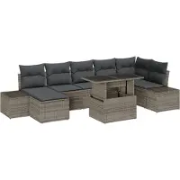 vidaXL Tuinbank Set 8 st Grijs poly rattan