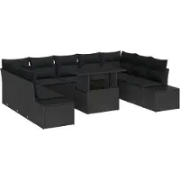 vidaXL Tuinbank Set 10 st Zwart poly rattan