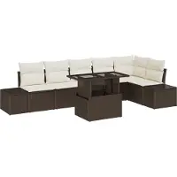 vidaXL Tuinbank Set 7 st Bruin poly rattan