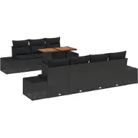 vidaXL Tuinbank Set 8 st Zwart poly rattan